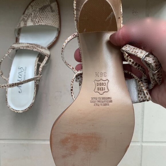 Allons Snakeskin Pattern Leather Sandal With Block Heel Size 6.5 - Picture 5 of 5